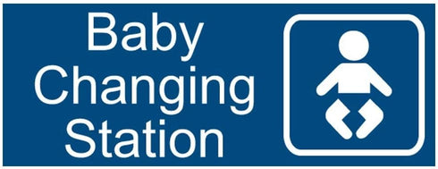 New Baby Changing Station Sign, 8 x 3 in with English and Symbol, Blue for Men, Women, Unisex