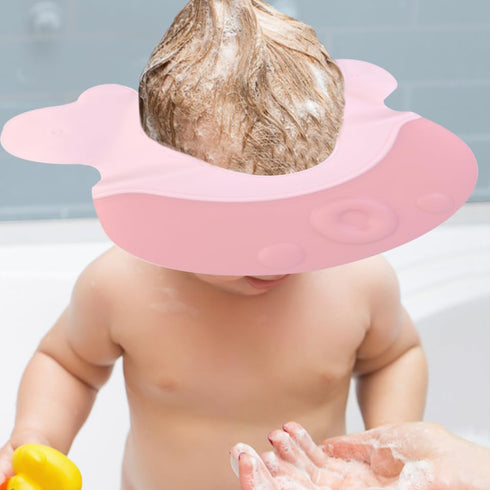 Toyvian Baby Shampoo Cap Adjustable Silicone Bath Hat with Cartoon Design Protecting Eyes and Face during Hair Wash