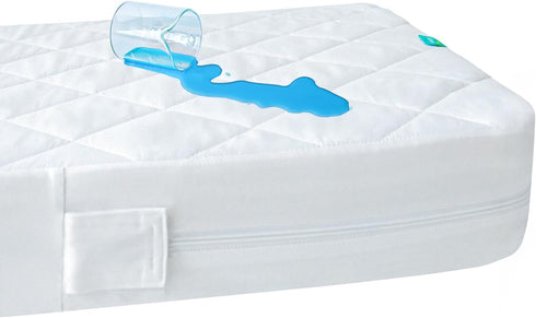 Zippered Crib Mattress Protector - Waterproof Crib Mattress Encasement, Breathable and Absorbent,
