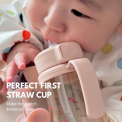 6 oz, 2 GROSMIMI Flip Top Spill Proof Sippy Cup, PPSU, BPA Free, Stage Straw for Toddlers (Cherry)
