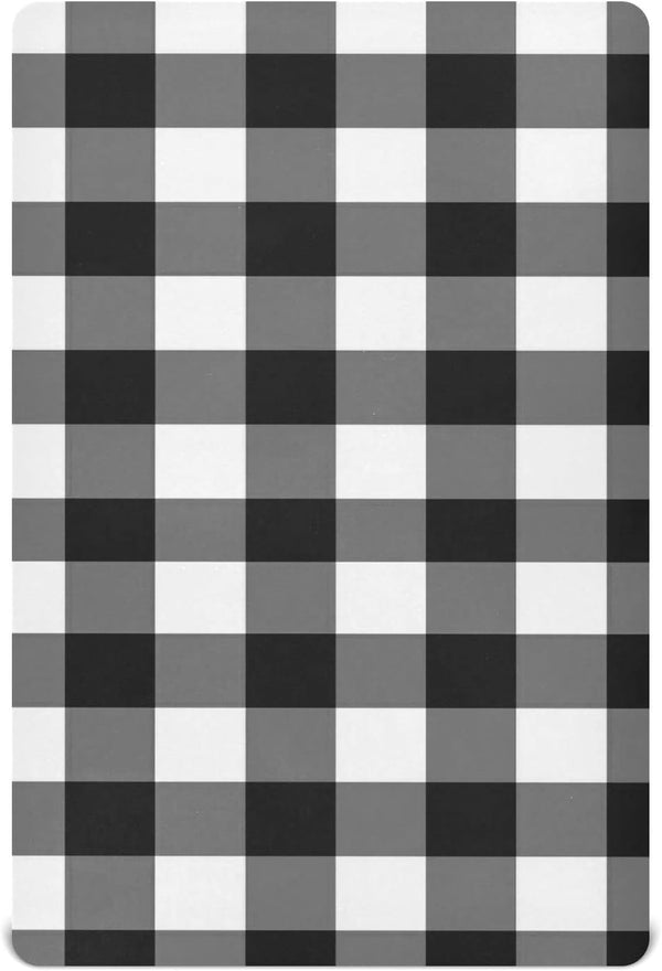 Emelivor Black White Buffalo Plaid Crib Sheets for Boys Girls Pack and Play