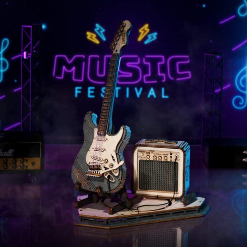 ROKR Wooden 3D Guitar Puzzle - Musical Instrument Model Kit for Teens and Kids, DIY Desk Decor