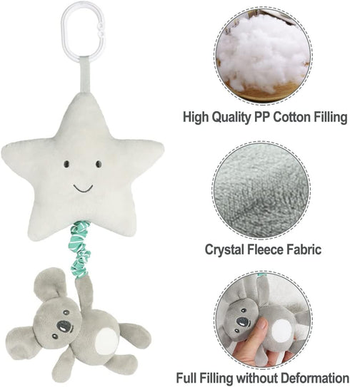 Baby Hanging Musical Toy With Music Box, Lullaby Pull Sensory for Babies Boys and Girls, Clip On Infant Pram Pushchair