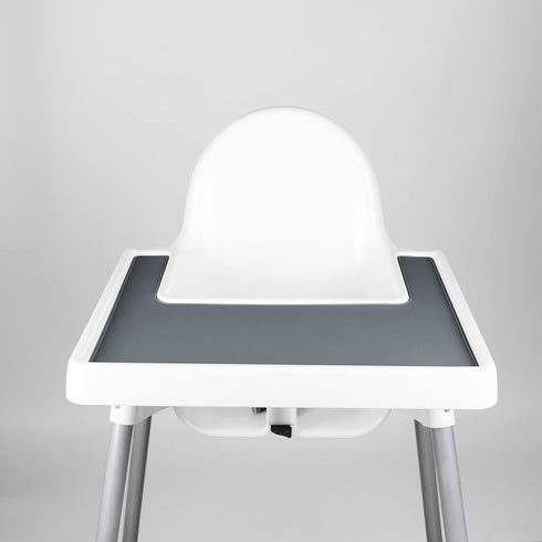 Durable High Chair Placemat - Silicone Clean and Hygienic Placemat for IKEA Antilop Highchair, Gray