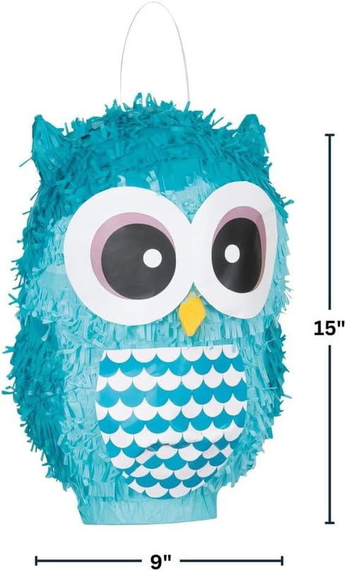 Unique Owl 3D Party Pinata, 15" x 10" x 9", Blue