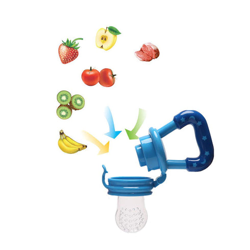 Food Feeder Baby Fruit Pacifier (3 Pcs) with 6 Different Sized Silicone Pacifiers, 90ML Spoons Clip, Infant Teething