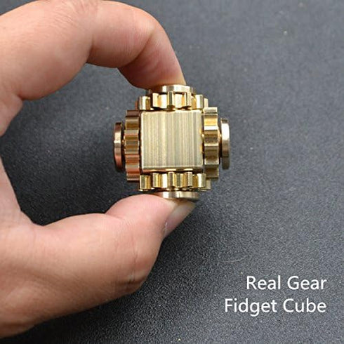 Pure Brass Cube Gears Linkage Fidget Spinner Toys, Ideal Gift for ADHD/ADD/Autism to Relieve Stress & Promote Focus