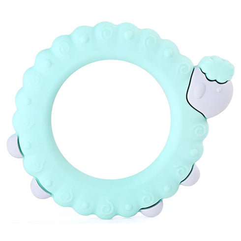 Lulyboo Baby Silicone Sensory Teething Sheep, Easy to Grip, Self Soothing Pain Relief for 0-12 Months (Aqua)