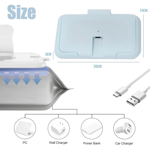 Glomora Baby Wipe Warmer, Wipe Warmer Thermostat Temperature Double Layers Cover Portable USB Wet Wipe Heater