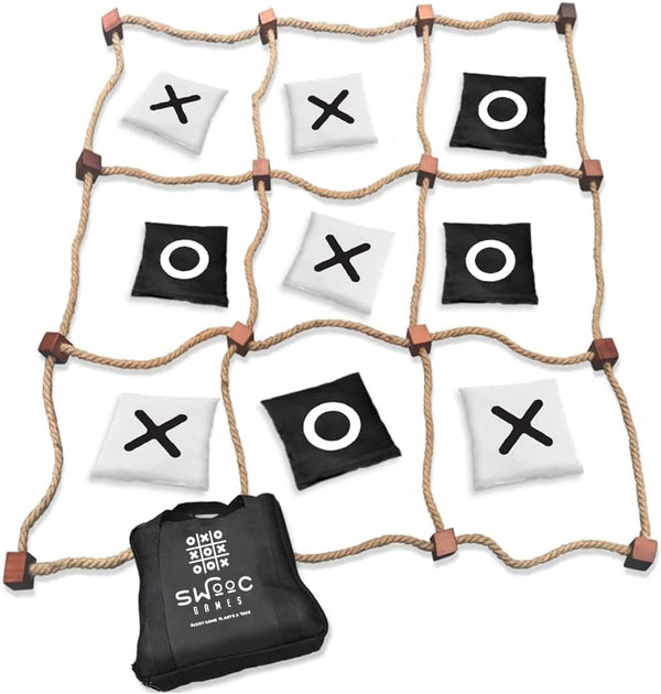 SWOOC Games - Giant Tic Tac Toe Outdoor Game | 3ft x 3ft | Instant Setup, No Assembly | Bean Bag Toss Outdoor Games for