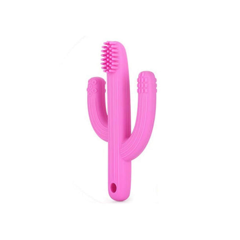 Baby Cactus Teether - Infant Training Toothbrush (Pink)