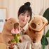 Cute Capybar Plush Doll, Flower Capybar Stuffed Animal Toy, Children's Gift Pillow (11 Inches)