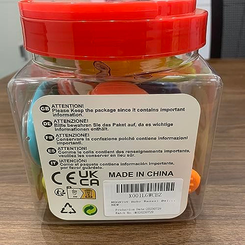 MOONTOY Baby Rattles Teether Set, 9PCS Sensory Toys for 0-12 Month Old Baby Boy Girl, Early Development Gifts