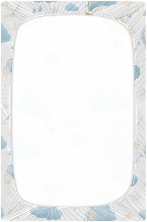 CEBUGI Pack Stretchy Crib Sheet for Baby Boy Girl,Hot Air Balloon Portable Mini Fitted N Play Playard Sheet