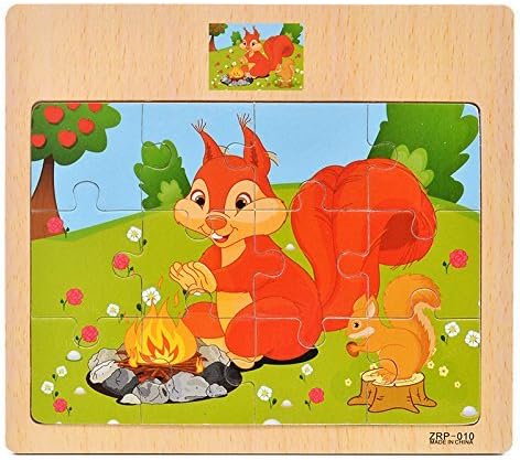 CCLIFE Set 2-5 12 (4 Wooden Jigsaw Puzzles for Kids Years Piece Colorful Wooden Educational Animal Puzzles Puzzles)