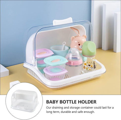 Ipetboom Countertop Baby Bottle Drying Rack with Anti- Cover Bottle Storage Box Organizer Portable Kitchen Cabinet