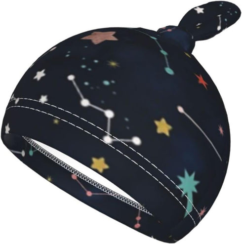 Space Galaxy Constellation Swaddle with Beanie Set, Soft and Stretchy Baby Stuff Blanket for Newborn Boy and Girl
