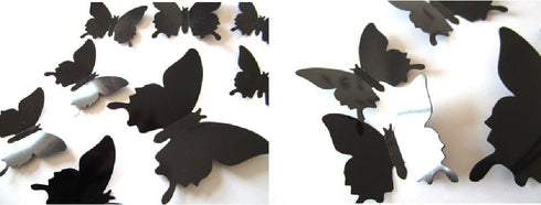 12Pcs 3D Butterfly Removable Wall Decals, DIY Home Decorations, Art Decor Stickers for Kids Bedroom, Black