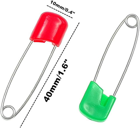 Kinteshun Baby Safety Pins, Kid Secure Clips Diaper Bib Nappy Pin with Safe Lock, 50pcs, 1.6 inches, 7 Assorted Colors