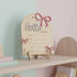 Hello World Baby Birth Stats Sign Wooden Keepsake with Pink Bow, Newborn Photo Prop, Nursery Decor, Baby Shower (Pink)