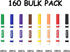 Rarlan pack, 8 160 Count Washable Markers Bulk, Markers for Kids, Bulk Colors