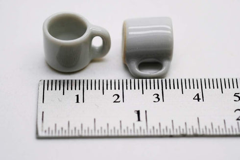 10 White Gray Coffee Mug Tea Cup Appro Size 1.2 Cm Dollhouse Miniatures Food Kitchen