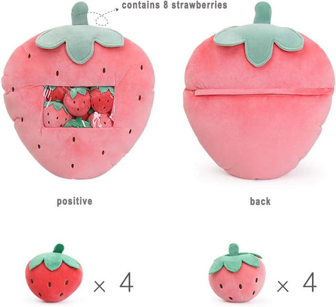 Nenalayo Throw Pillow - Strawberry Plush Pillow, Removable Fluffy Creative Gift for Kids