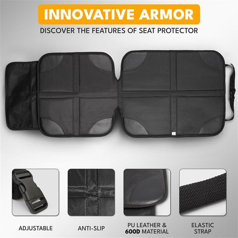 1 Pack, 600D EcoNour Car Seat Protector Waterproof Non-Slip Seat Mat with Extra Thick Padding & Mesh Storage Pocket
