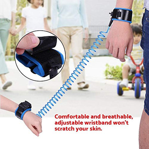 Anti Lost Wrist Link Safety Wrist Leash Loop with Key Lock for Toddlers, Kids, Baby 2.5M (Blue)