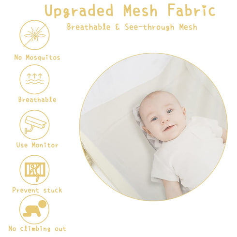 L RUNNZER Pack Pack Pop Up N Play Tent, Baby Net to Keep Toddler in, Mini Crib Canopy for and Play, See Through