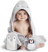 Happy & Sweet Baby Gift Set - Bamboo Viscose Hooded Penguin Bath Towel, Mitt Washcloth,