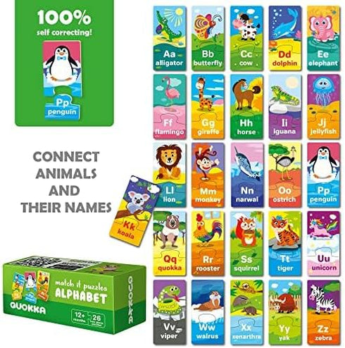 QUOKKA 5X MEGASET Puzzles for Toddlers 3-5, Matching Games for Kids Ages 2-4, Numbers Animals Opposites ABC Learning