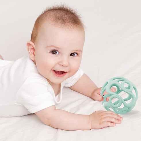 Silicone Teething Ball Toy, Tactile Sensory Ball Toy for Babies, Easy to Hold Design, Stretchy, Squisly, Soft (Milky