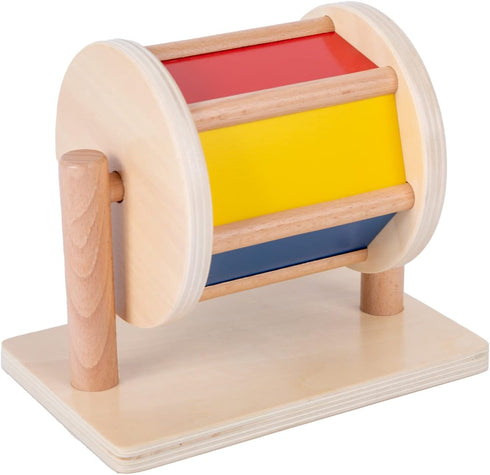 Montessori Baby Toys Play Kit with Mirror, Peekaboo Knob Puzzle, Spinning Drum, and Rainbow Fabric Ball for 6-12 Months