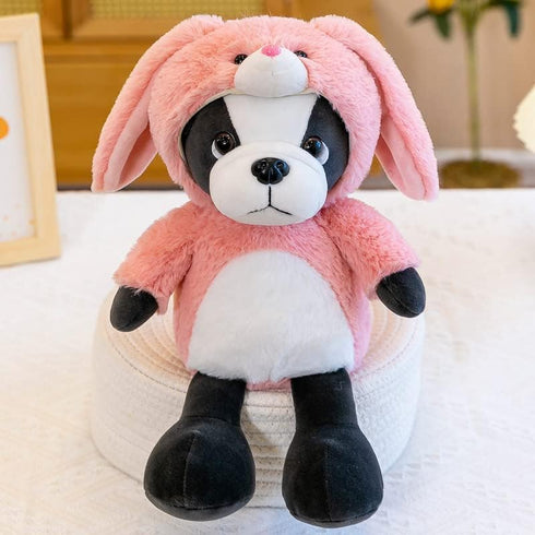French Bulldog Stuffed Animal in Pink Bunny Costume - Adorable Plush Bull Dog Plush Toy for Kids, 13 Inch