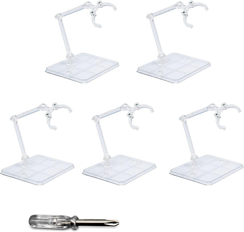 POMER Action Figure Stand, 5 Pcs Transparent Assembly Display Holder Base Model Support Stand Compatible with 6"