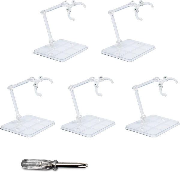 POMER Action Figure Stand, 5 Pcs Transparent Assembly Display Holder Base Model Support Stand Compatible with 6"
