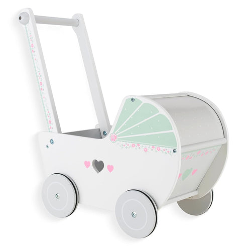 Wooden Baby Push Walker for 1 Year Old and Up, Toddler Shopping Cart Push Toys for Boys and Girls, White