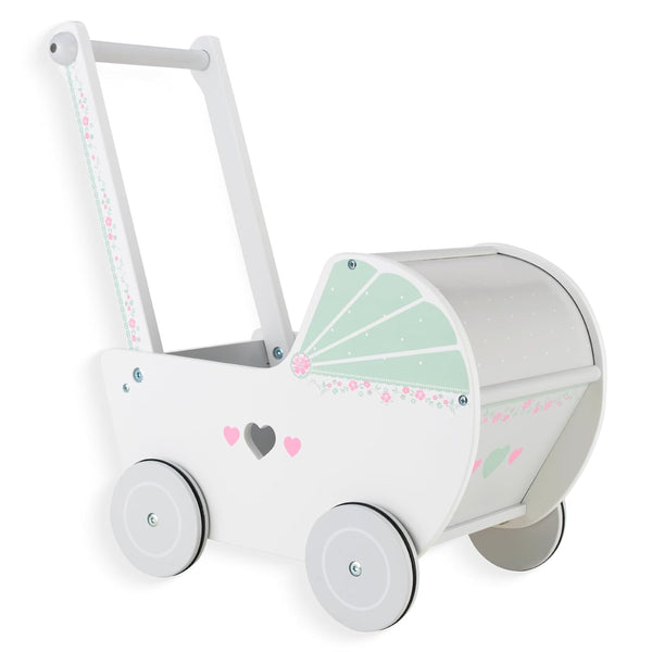 Wooden Baby Push Walker for 1 Year Old and Up, Toddler Shopping Cart Push Toys for Boys and Girls, White