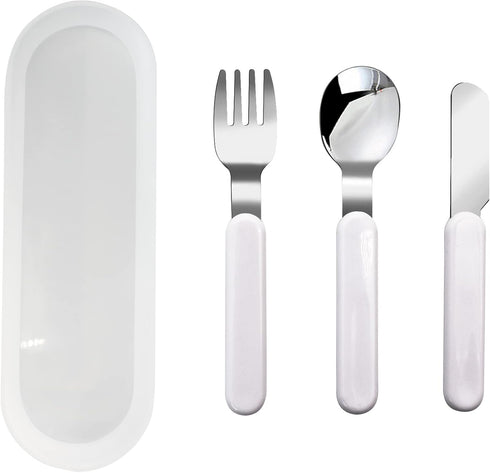 VANRA 3-Piece Children Utensils Set, Knife Spoon Fork, 18/10 Stainless Steel Flatware with Case for Lunch Box
