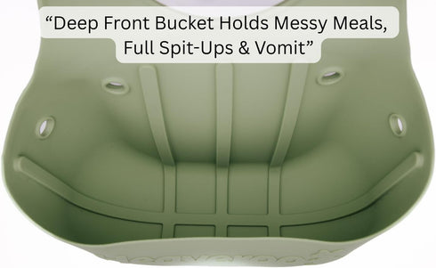 Heaveroo Silicone Vomit Bib, America's ONLY Safety Compliant Silicone Vomit bib, XL Bucket Design to Catch Vomit
