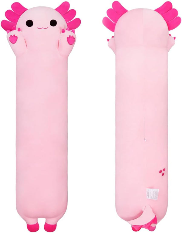 Long Axolotl Plush Toy Body Pillow, 43” Cute Stuffed Animal Gift for Girls and Boys, Soft Kawaii Plushies