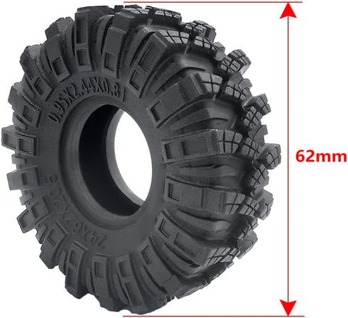 4pcs 1.0inch Rubber Tires, RC Crawler Wheel Tires Tyres 62mm for 1/18 TRX4M 1/24 SCX24 AXI90081 Deadbolt C10 B17 Gladiator AXI0006 Upgrade (C)