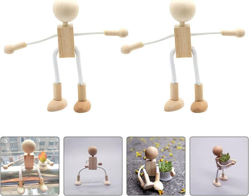 4 pcs Unfinished Wooden Robot Peg Dolls for DIY Painting Supplies