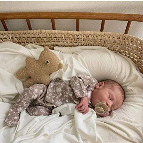 2 Set, Ely's & Co. Cotton Knit Jersey Swaddle Blanket and Beanie Baby Hats Gift Large Receiving Blanket (Ivory)