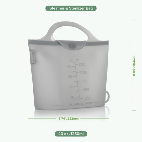 40oz/1250ml 1PC Haakaa On-The-Go Silicone Microwave Steamer & Steriliser Bag, Reusable Silicone Steaming Bags for Baby