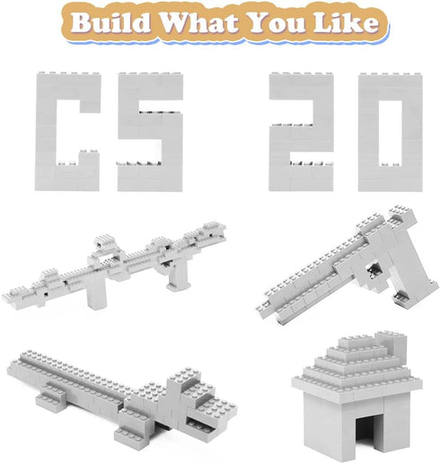 Classic Building Bricks, 100 Piece 2x4 Building Blocks, STEM Creative Toys Compatible with Major Brands, Light Grey