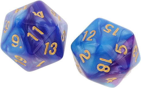 Yiotfandoll 10PCS D20, 20mm 20 Polyhedral Dice - Acrylic, Sided Dice for RPG, MTG, DND, Table Games (Blue Purple)