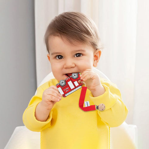 Set 3 Baby Food Grade Silicone Vechicle Car Teether Toy with Pacifier Clip Holder,Teething Pain Relief Toys Gift