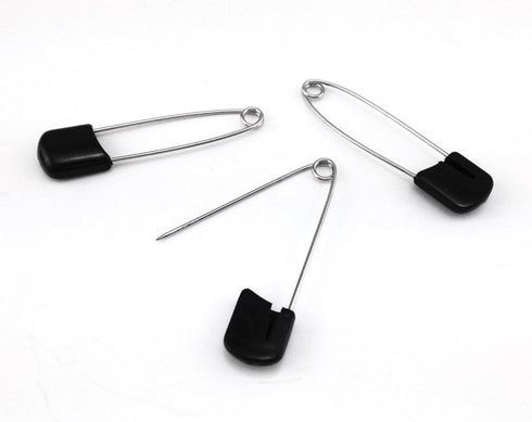 yueton 50pcs Black Plastic Head Baby Safety Pins, Safety Locking Baby Cloth Diaper Pins